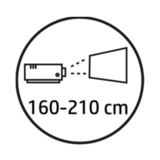 60- 80 Zoll Bilddiagonale bei einem Abstand von nur 160 - 210 cm