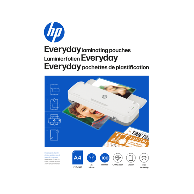 Verpackung HP Laminierfolien Everyday A4 75 Micron 100 Stück/GO Europe