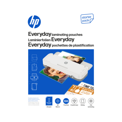 Opakowania Folie do laminowania HP Everyday Starter Set 80 Micron 100 sztuk na niebieskim tle/GO Europe