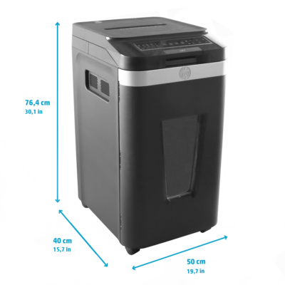 Aktenvernichter HP Pro Shredder Auto 400MC mit Abmessungen/GO Europe