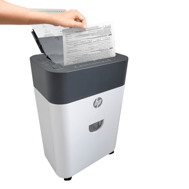 Aktenvernichter HP OneShred Auto 100CC Front rechte Seite Auto Papierzuführung Autofeed/GO Europe