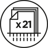 21 Blatt A4 im Hochformat, 15 Blatt A3 im Hoch- oder A4 im Querformat (80 g / m²)