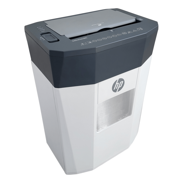 Aktenvernichter HP OneShred Auto 80CC Front linke Seite/GO Europe