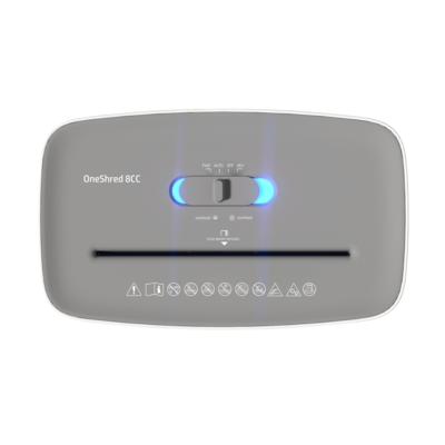 Aktenvernichter HP OneShred 8CC Bedienfeld blaue LED/GO Europe
