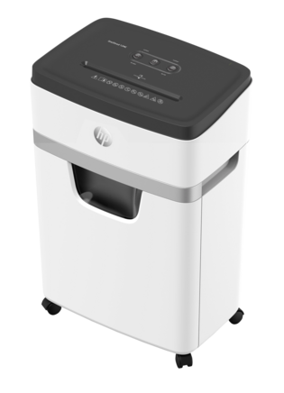 Aktenvernichter HP OneShred 12MC front linke Seite/GO Europe