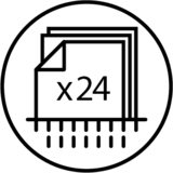 Maximaal 24 DIN A4 vellen (80 g/m²) tegelijk mogelijk