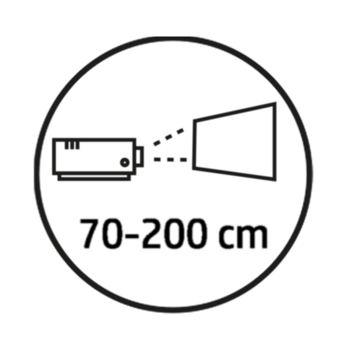 Piktogramm HP Projektor Projektionsabstand 70 - 200 cm/GO Europe