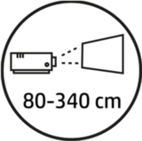 30 - 120 Zoll Bilddiagonale bei einem Abstand von nur 80 - 340 cm