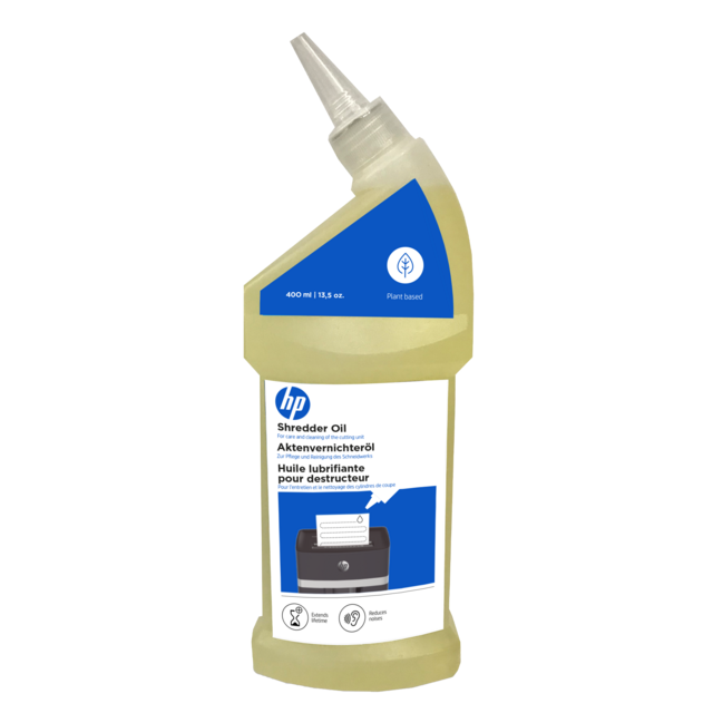 HP Aktenvernichter Öl 400 ml Flasche Frontansicht/GO Europe