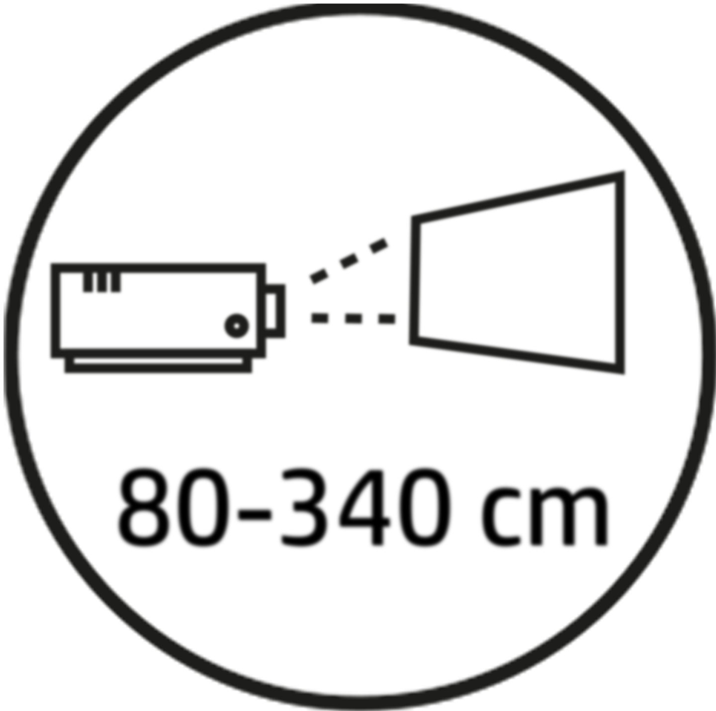 Piktogramm HP Projektor Projektionsabstand 120-213 cm/GO Europe