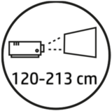 45 - 80 Zoll Bilddiagonale bei einem Abstand von nur 120 - 213 cm