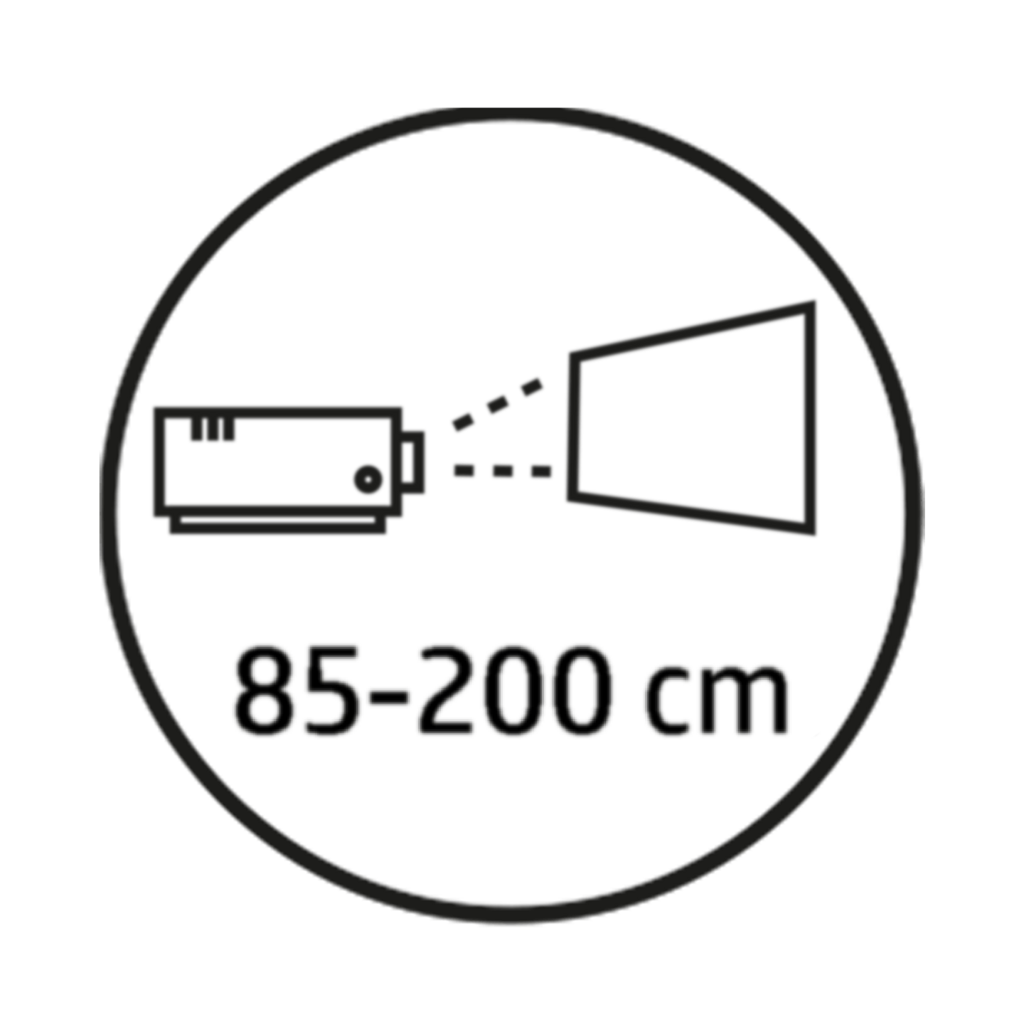 Piktogramm HP Projektor Projektionsabstand 85-200 cm/GO Europe