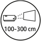 37 - 112 Zoll Bilddiagonale bei einem Abstand von nur 100 - 300 cm