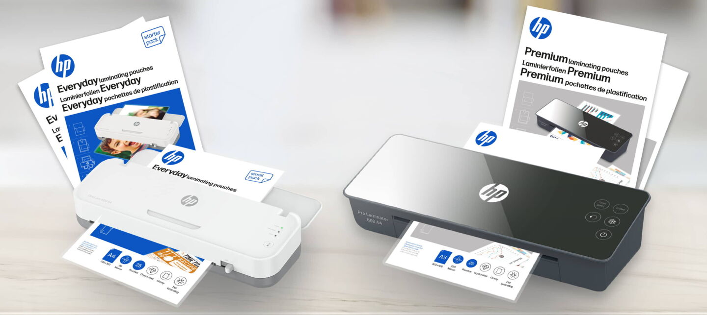 Laminierfolien Produktfamilie mit OneLam und Pro Laminiergerät/GO Europe