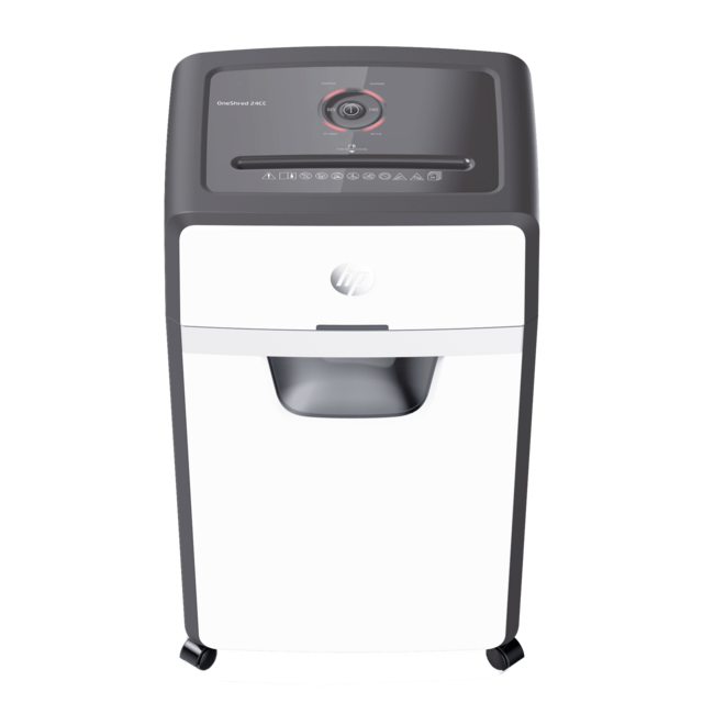 Aktenvernichter HP OneShred 24CC Front von oben/GO Europe