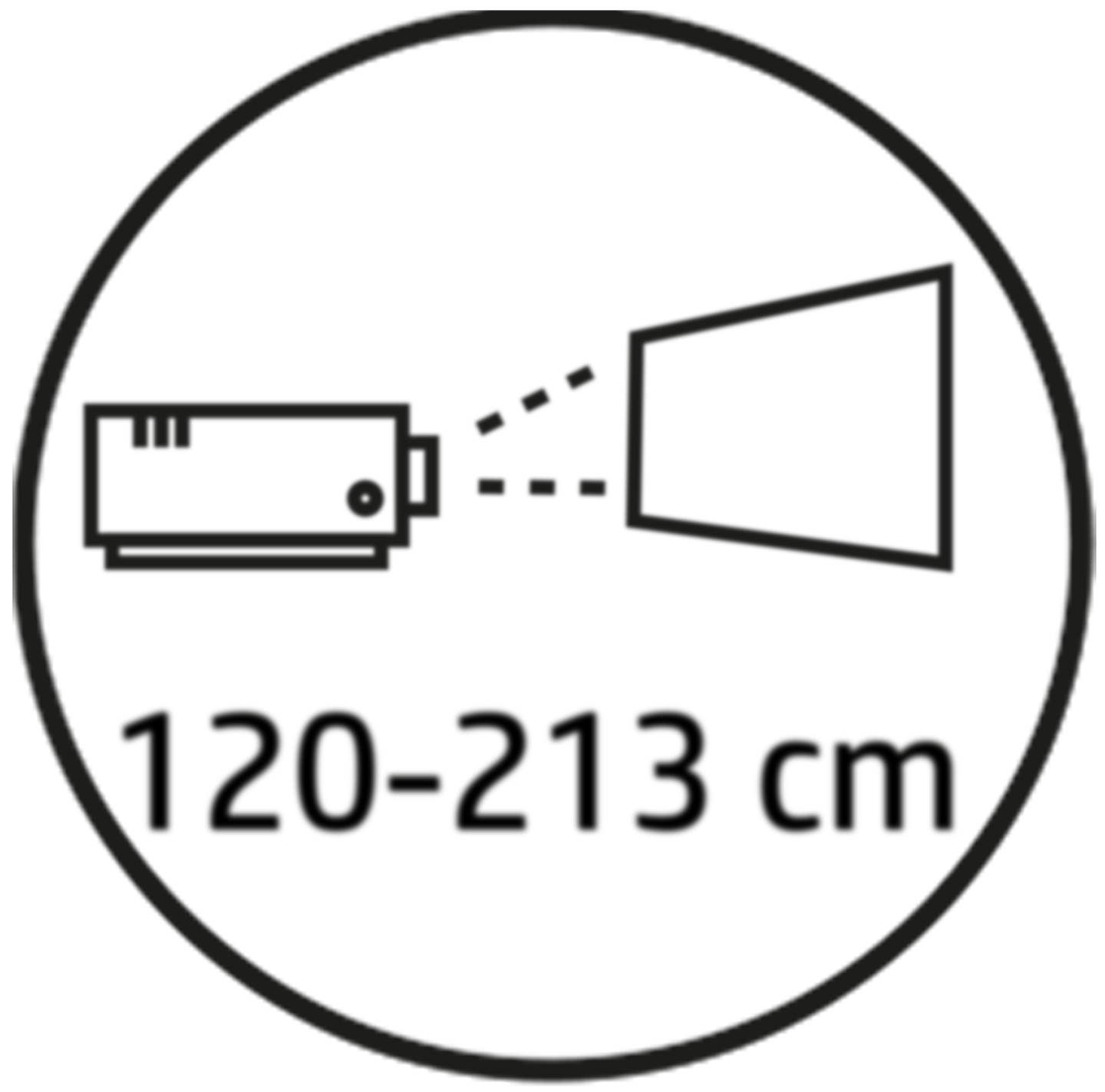 Piktogramm HP Projektor Projektionsabstand 120-213 cm/GO Europe