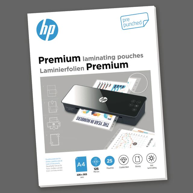 HP Premium Laminierfolien, A4, 125 Micron, gelocht, 25 Stück