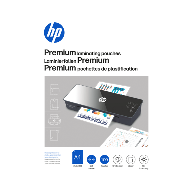 Verpackung HP Laminierfolien Premium A4 125 Micron 100 Stück/GO Europe