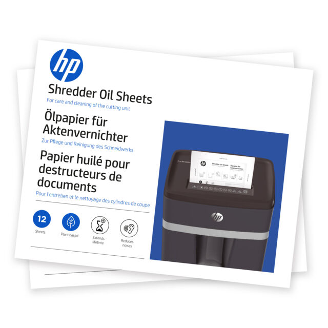 HP Shredder Ölpapier Verpackung Frontansicht/GO Europe