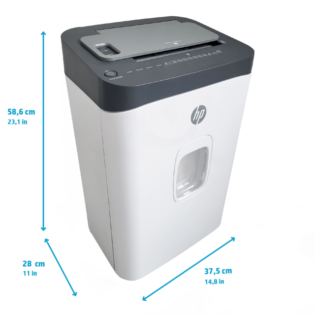 Aktenvernichter HP OneShred Auto 200CC mit Abmessungen/GO Europe