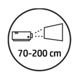 40 - 100 Zoll Bilddiagonale bei einem Abstand von nur 70 - 200 cm
