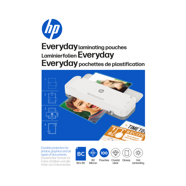 Verpackung HP Laminierfolien Everyday Visitenkarten 80 Micron 100 Stück/GO Europe