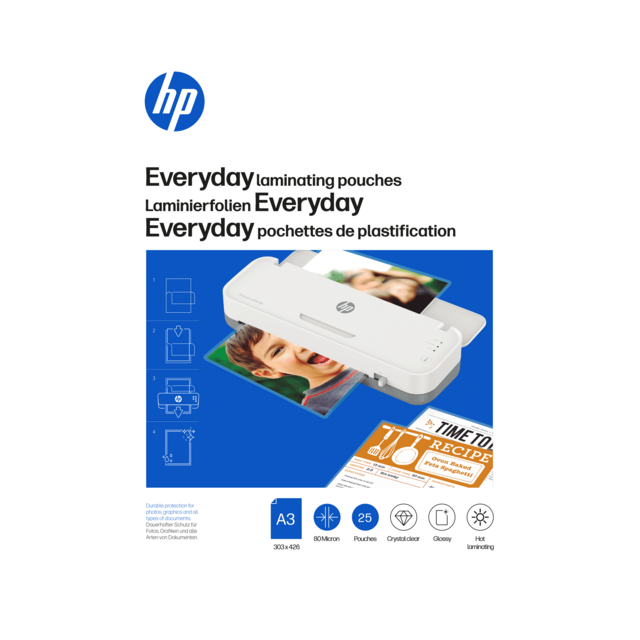 Verpackung HP Laminierfolien Everyday A3 80 Micron 25 Stück/GO Europe